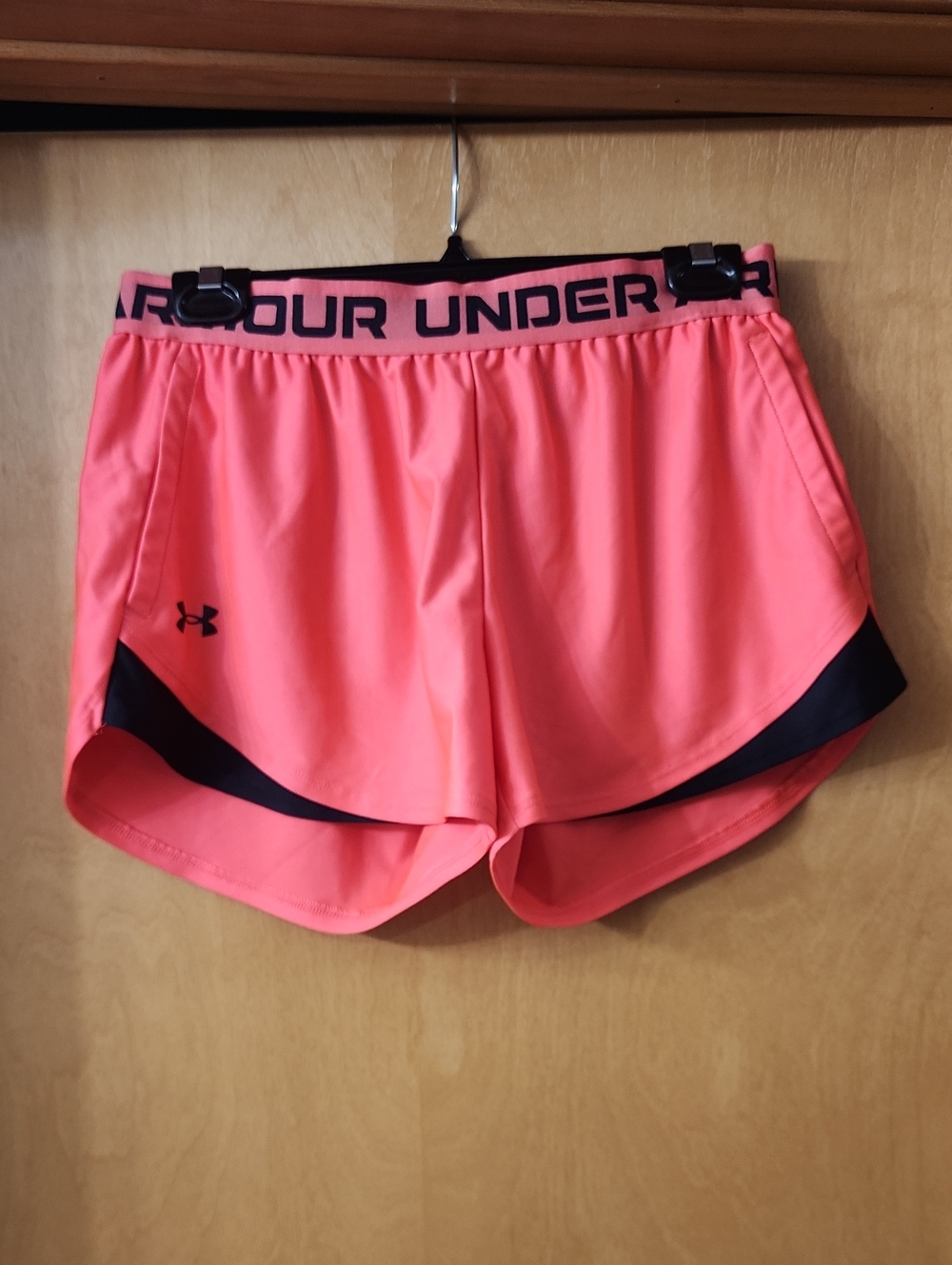 Under Armour Coral Pink Women's Running Shorts with Black Trim Size Medium